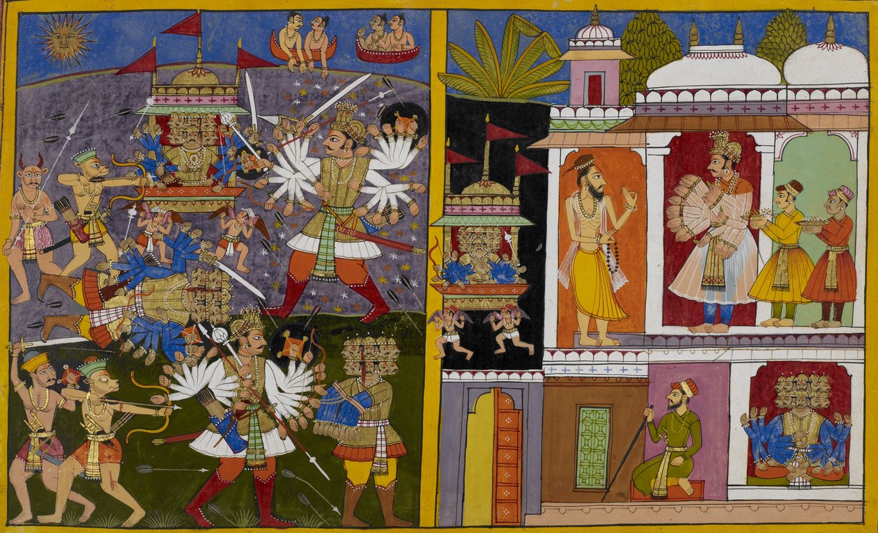 Rāvaṇa blir beseiret og tatt til fange av Arjuna, og deretter løslatt på Poulastyas anmodning av Indian School