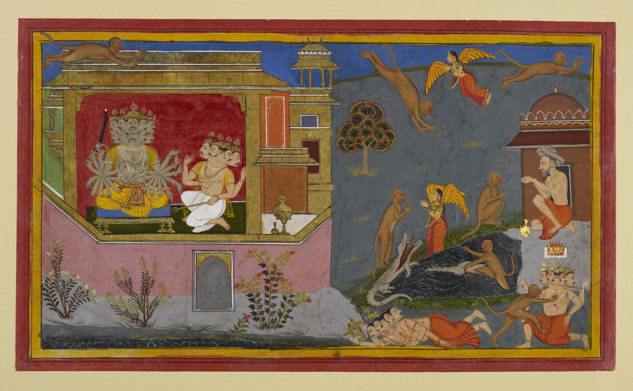 Rāvaṇa ser Hanumāns reise; Brahmās hindringer klarer ikke å stoppe ham av Indian School