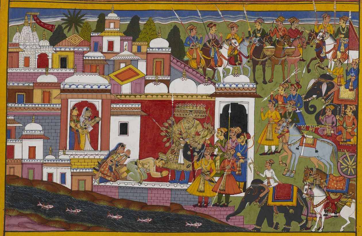 Rāvaṇa skåner Madhu på Kumbhinasis bønn og inngår en allianse med ham mot gudene av Indian School