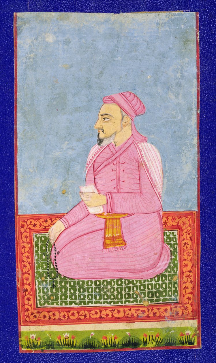 Shams Al-Umara, illustrasjon fra en bok om indiske mystikere (blekk på papir montert på kort) av Indian School
