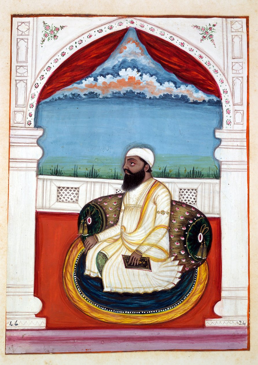 Sheikh Mohi-od-deen, fra The Kingdom of the Punjab, its Rulers and Chiefs, bind II, et bind på 30 akvarellstudier av en uidentifisert indisk kunstner, ca. 1840 (wc på papir) av Indian School