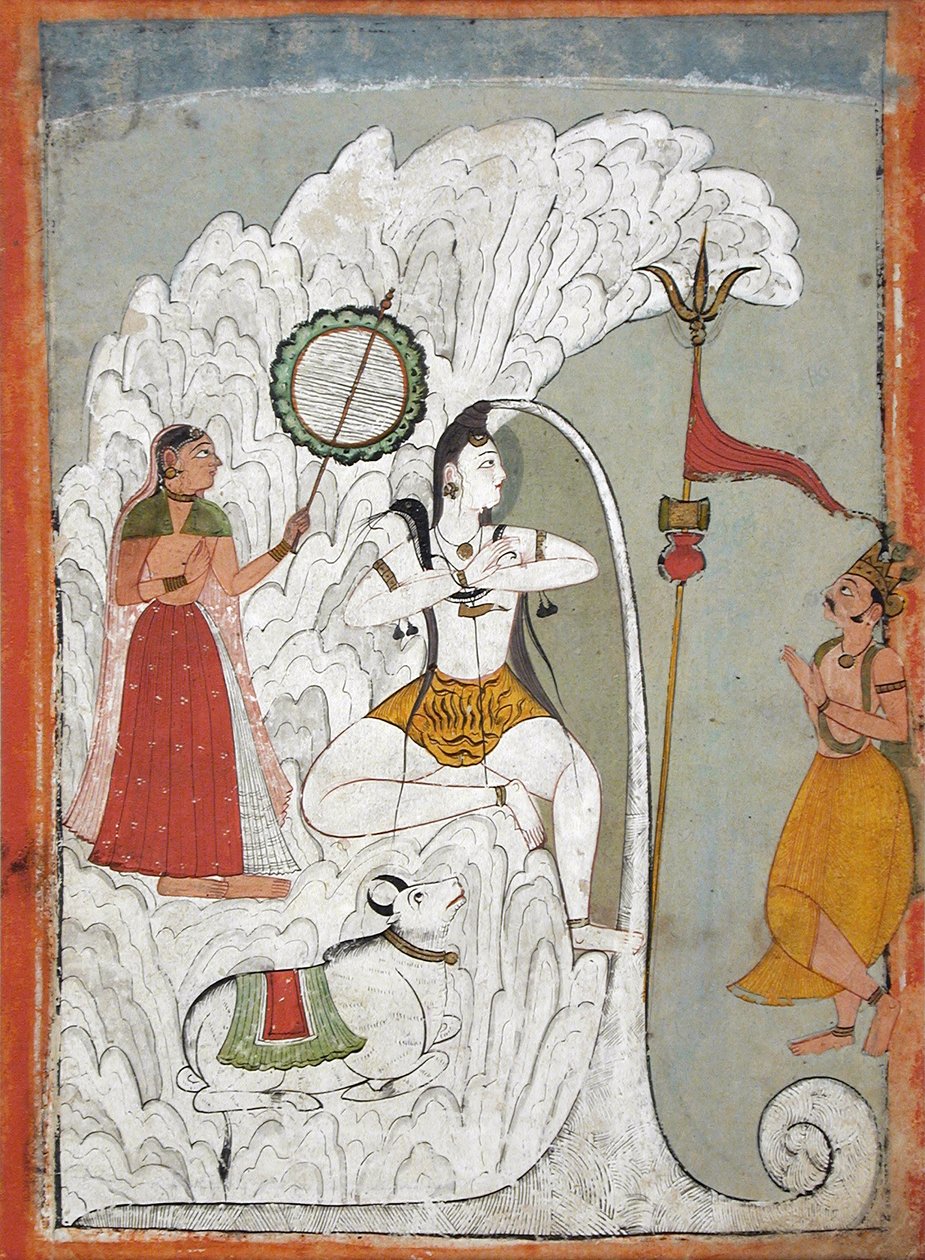 Shiva Bearing the Descent of the Ganges River, folio fra et hindi-manuskript av helgenen Narayan, ca. 1740 av Indian School