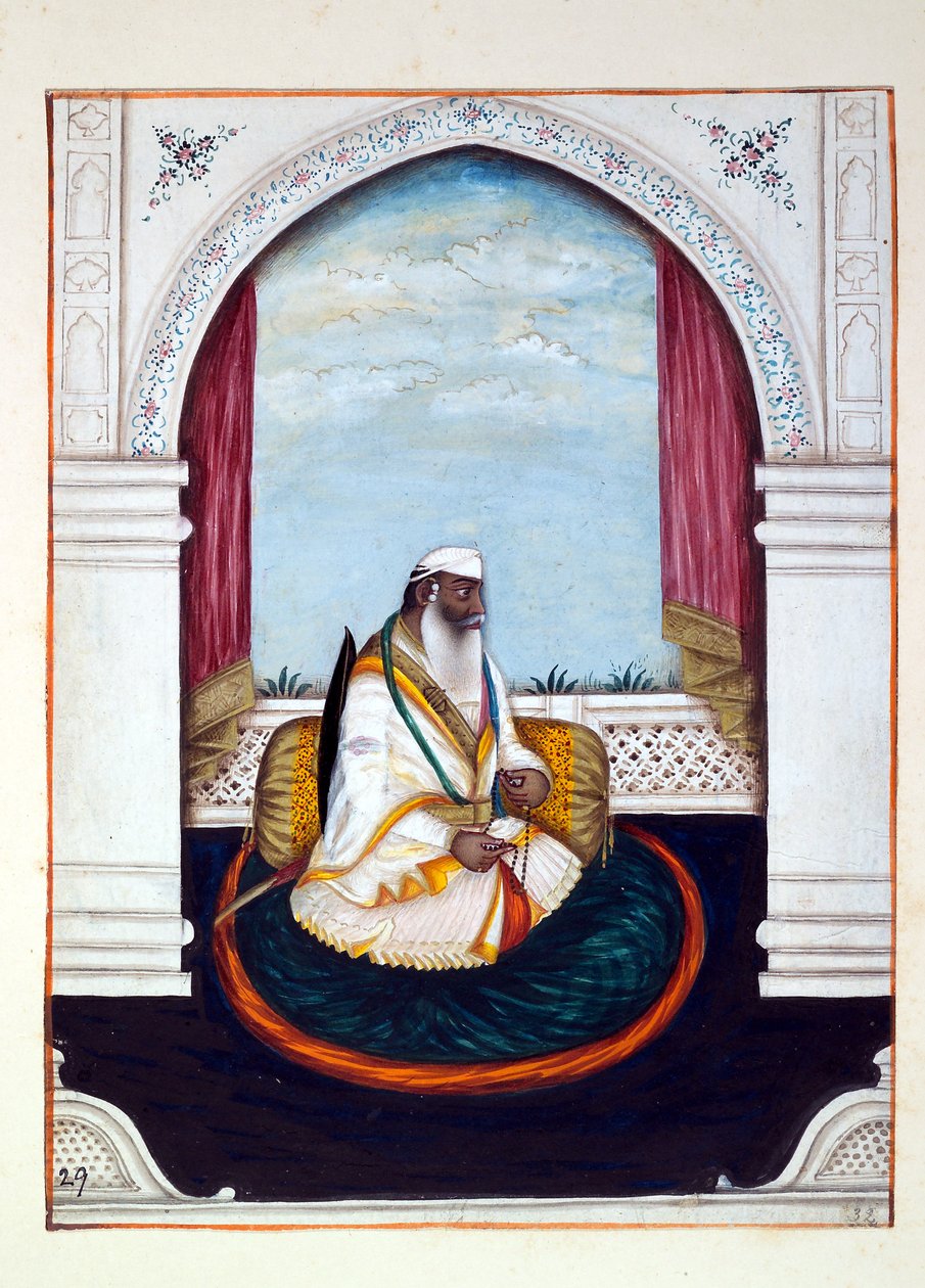 Sirdar Atr Singh, fra The Kingdom of the Punjab, its Rulers and Chiefs, bind II, et bind på 30 akvarellstudier av en uidentifisert indisk kunstner, ca. 1840 (wc på papir) av Indian School