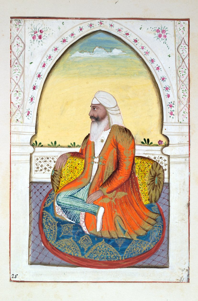 Sirdar Fatteh Singh, fra The Kingdom of the Punjab, its Rulers and Chiefs, bind II, et bind på 30 akvarellstudier av en uidentifisert indisk kunstner, ca. 1840 (wc på papir) av Indian School