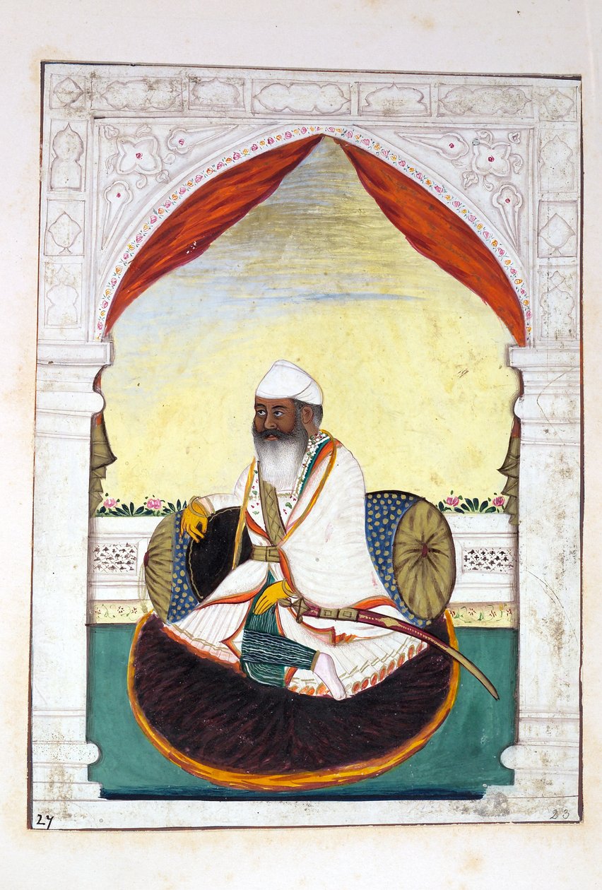 Sirdar Gurmukh Singh Bhai, fra The Kingdom of the Punjab, its Rulers and Chiefs, bind II, et bind med 30 akvarellstudier av en uidentifisert indisk kunstner, ca. 1840 (wc på papir) av Indian School