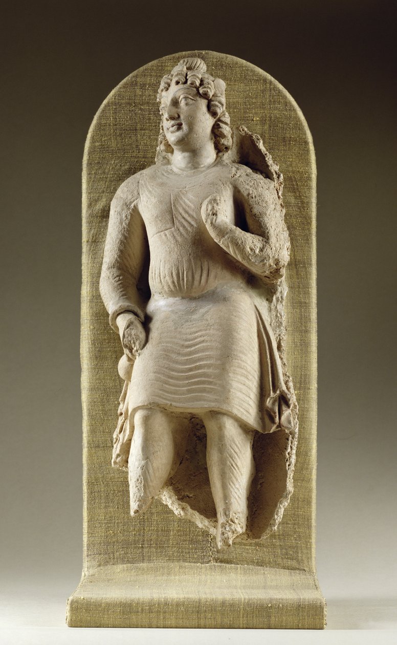Stående ungdom eller Maitreya, Gandhara (stukk) av Indian School