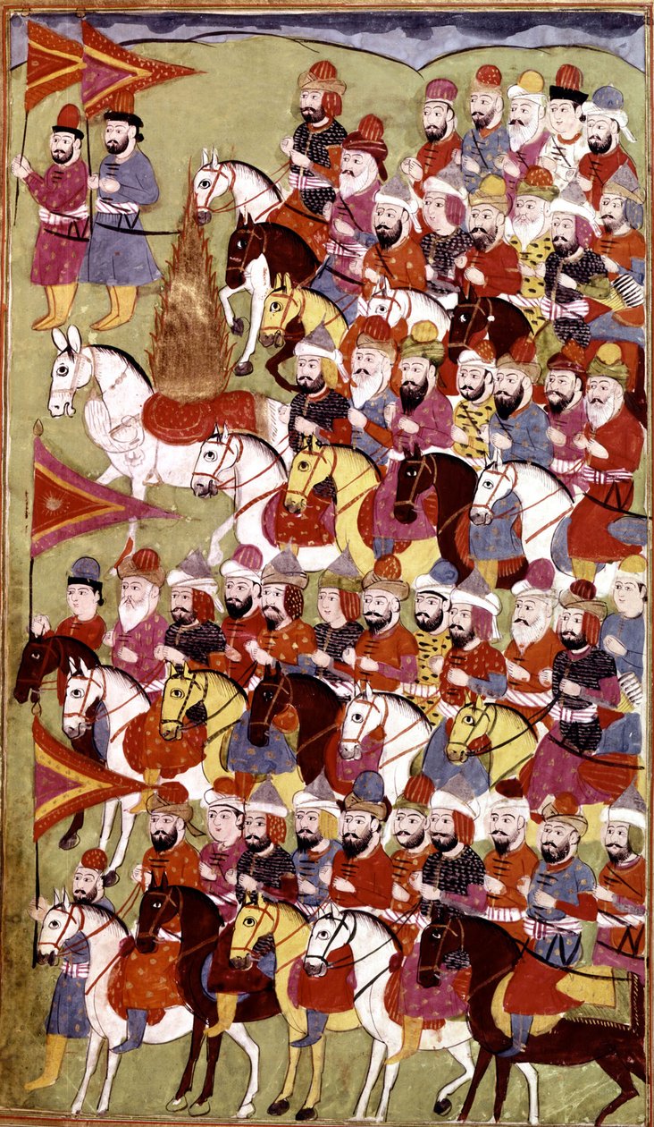 Historien om profeten Muhammed, Hamla-i-Haydari, av Mirza Muhammad Rafi Bazil, 1808 (blekk og farger på papir) av Indian School