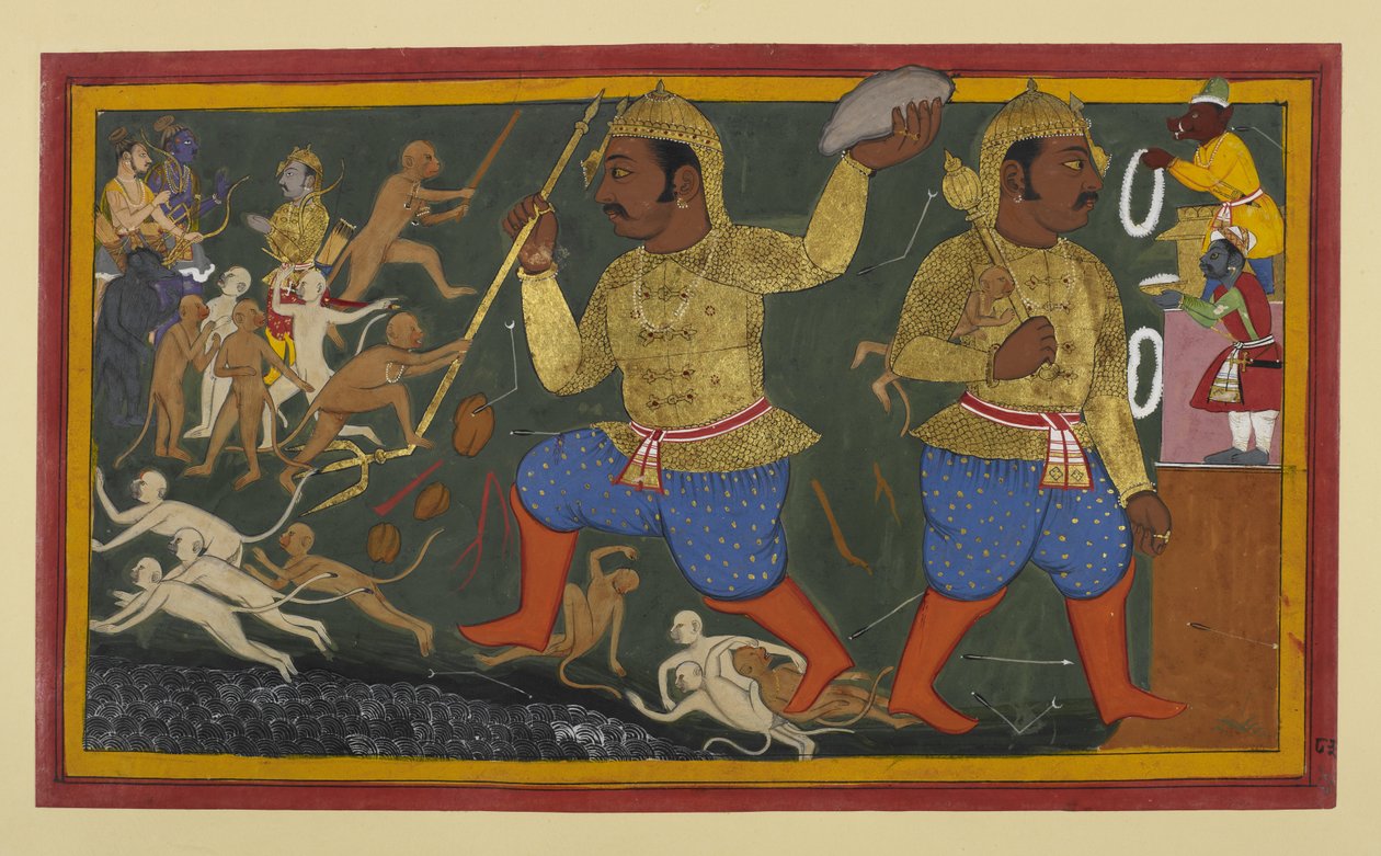 Sugrīva blir tatt til fange av Kumbhakarṇa og ført til Laṅkā av Indian School