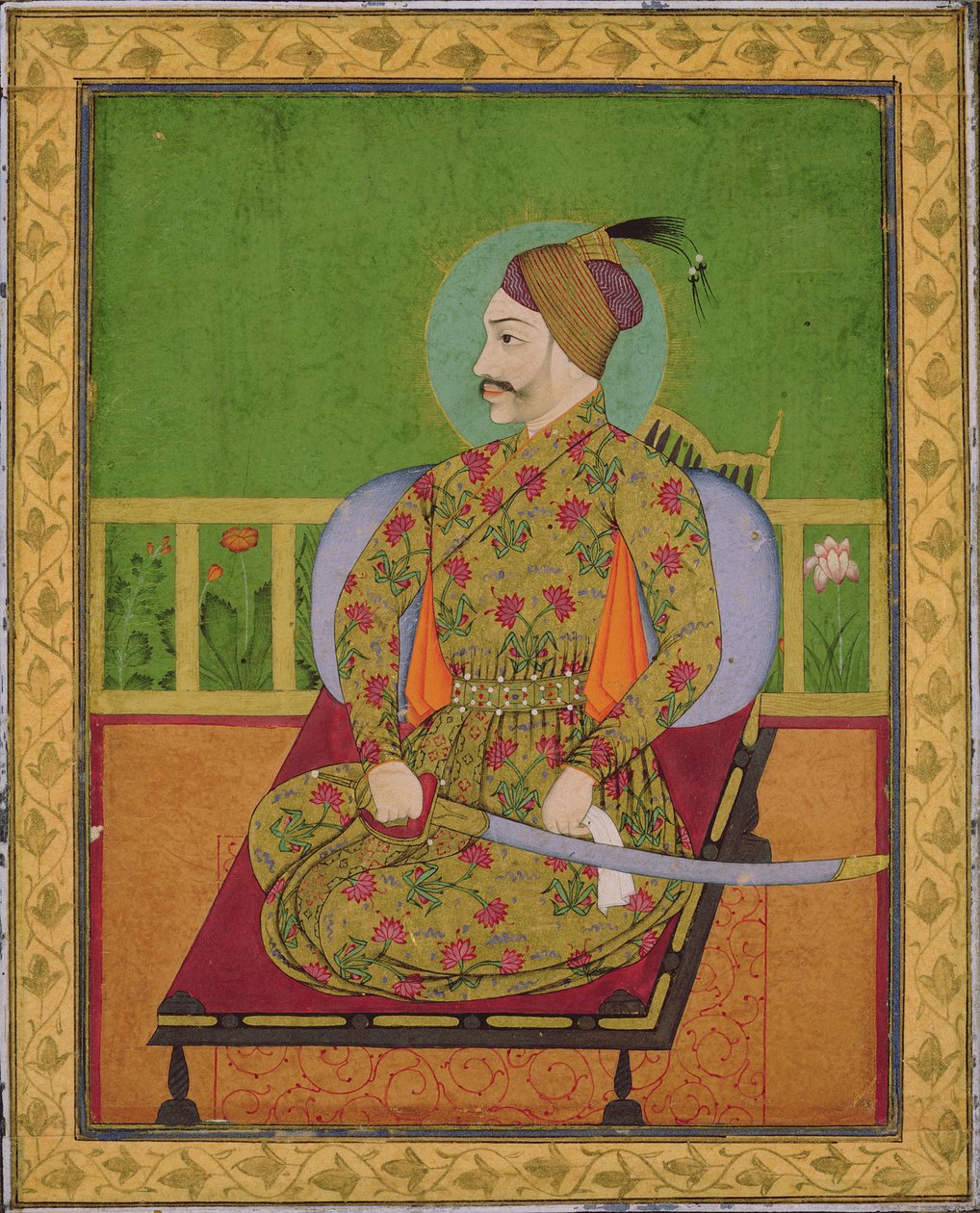 Sultan Abdullah Qutubshah av Golconda (reg. 1626-72) Deccan, Mughal, ca. 1640 (gouache med gull og sølv på papir) av Indian School
