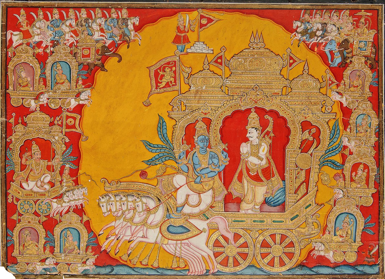 Slaget ved Kurukshetra, fra Mysore, India, 1800-25 av Indian School