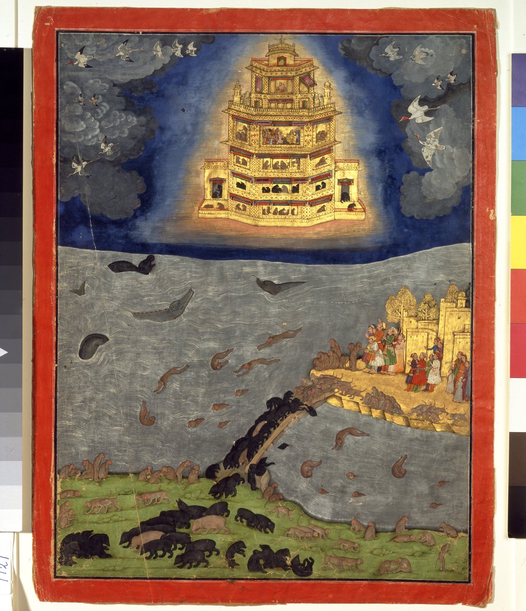 The Celestial Chariot, ca. 1650 (ugjennomsiktig akvarell og gull på papir) av Indian School