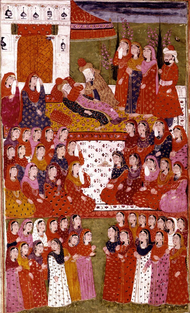 The Death of Abu Bakr, illustrasjon fra Hamla-i-Haydari, av Mirza Muhammad Rafi Bazil, 1808 av Indian School