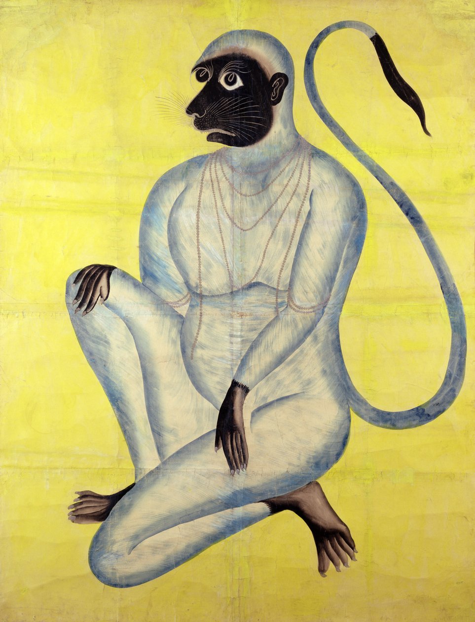 Monkey God Hanuman, Kalighat, Calcutta, ca. 1870 (wc med sølv på papir) av Indian School