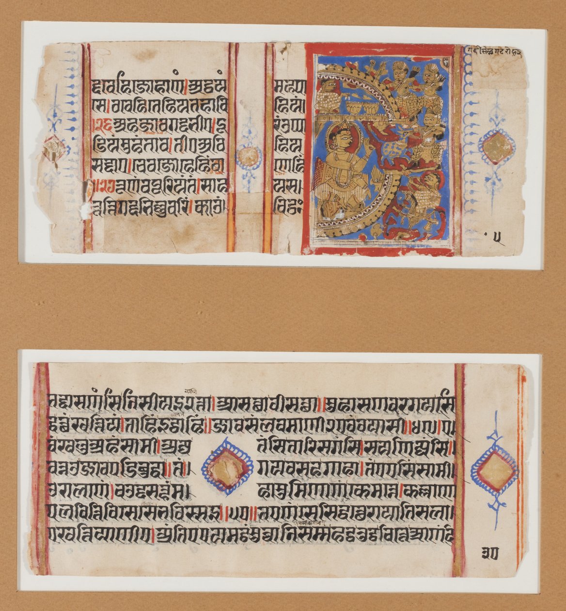 Beleiringen av Ujjayimi; Slaying of the Magic Ass, ca. 1600-1625 (tempera, gull, blekk på papir) av Indian School