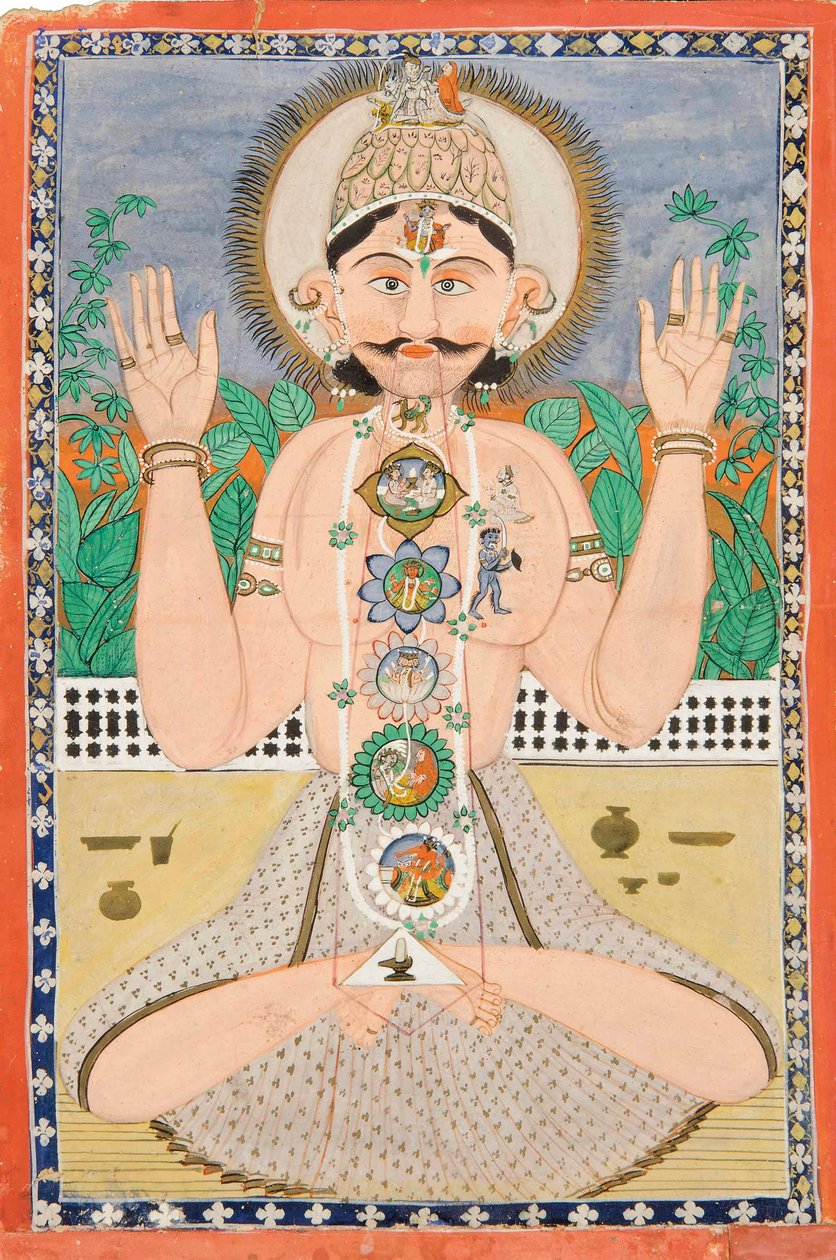 Den subtile kroppen og chakraene, Punjab Hills, ca. 1850 av Indian School