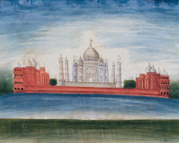 Taj Mahal i Agra (akvarell på papir) av Indian School