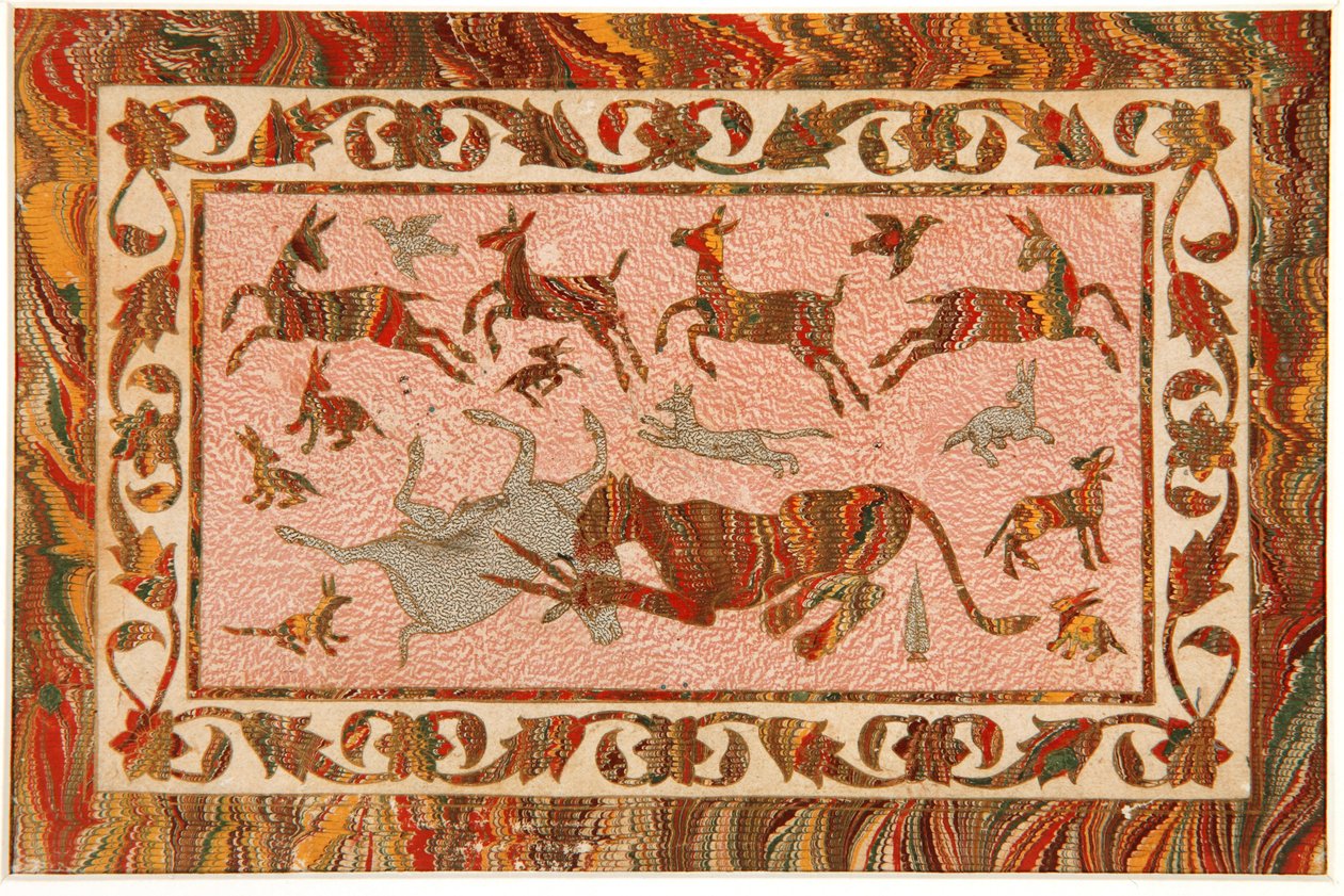 The Tigers Prey, ca. 1650 (ugjennomsiktig wc og gull på papir) av Indian School