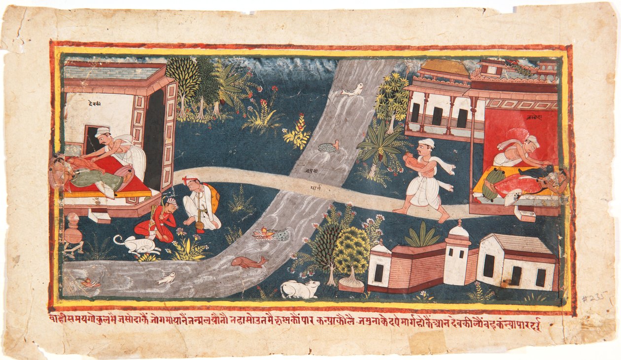 Babyene byttes, 1600-25 (ugjennomsiktig wc på papir) av Indian School
