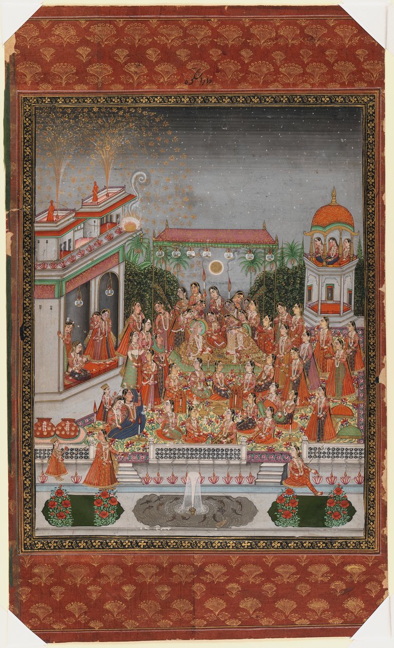 Bryllupet til Dara Shikoh, 1875-1900 (ugjennomsiktig wc og gull på papir) av Indian School