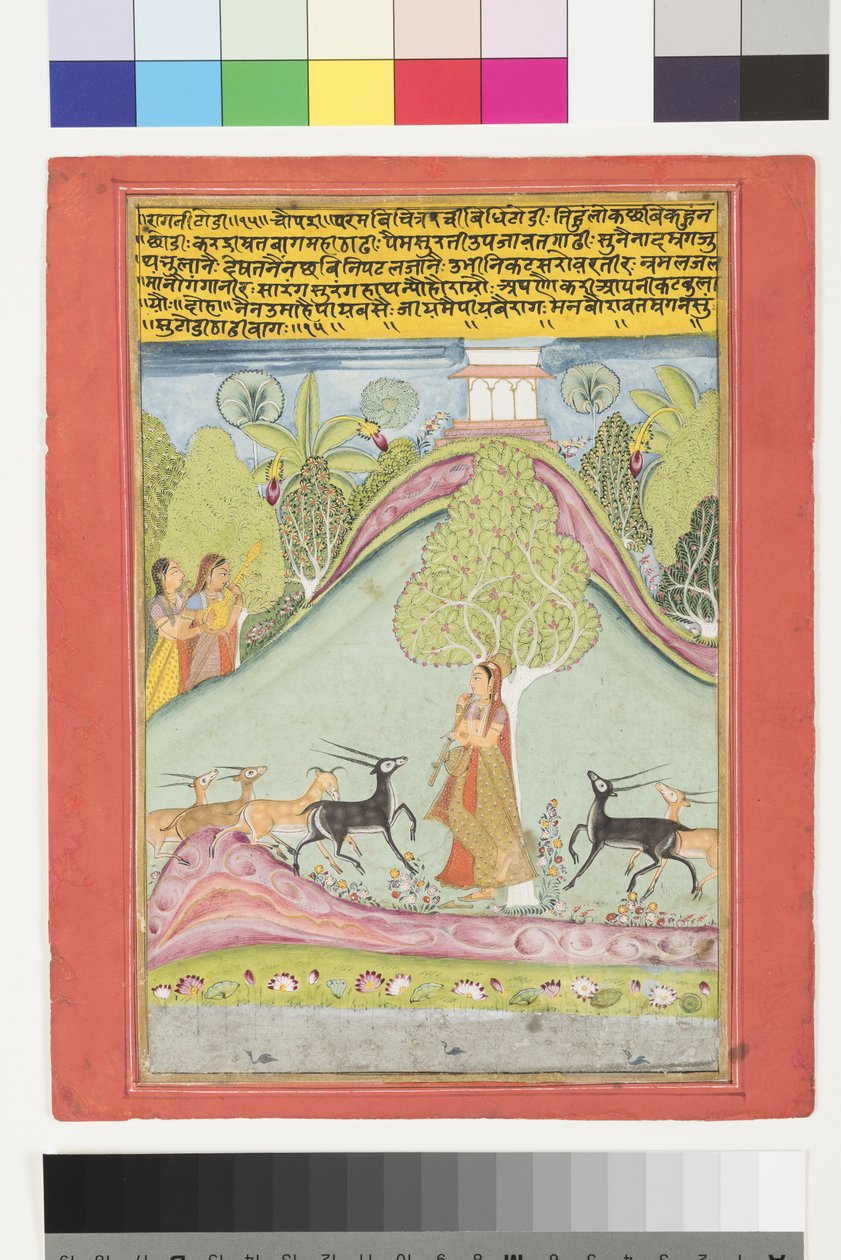 Todi Ragini, ca. 1700 (ugjennomsiktig wc og gull på papir) av Indian School