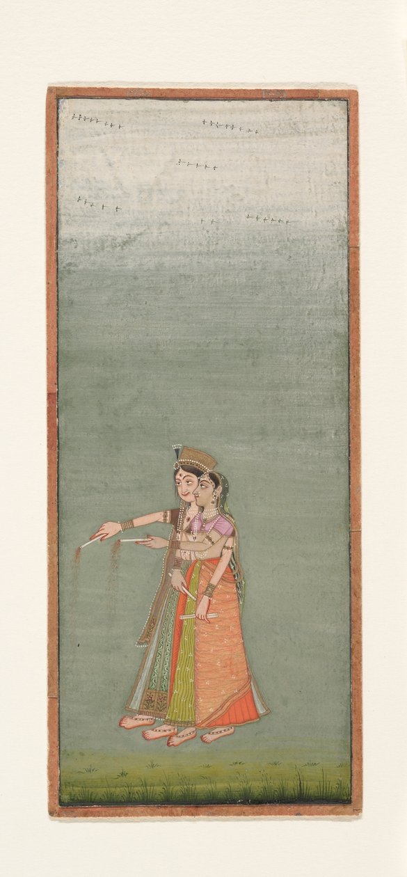 To hoffdamer med fyrverkeri, ca. 1725 av Indian School