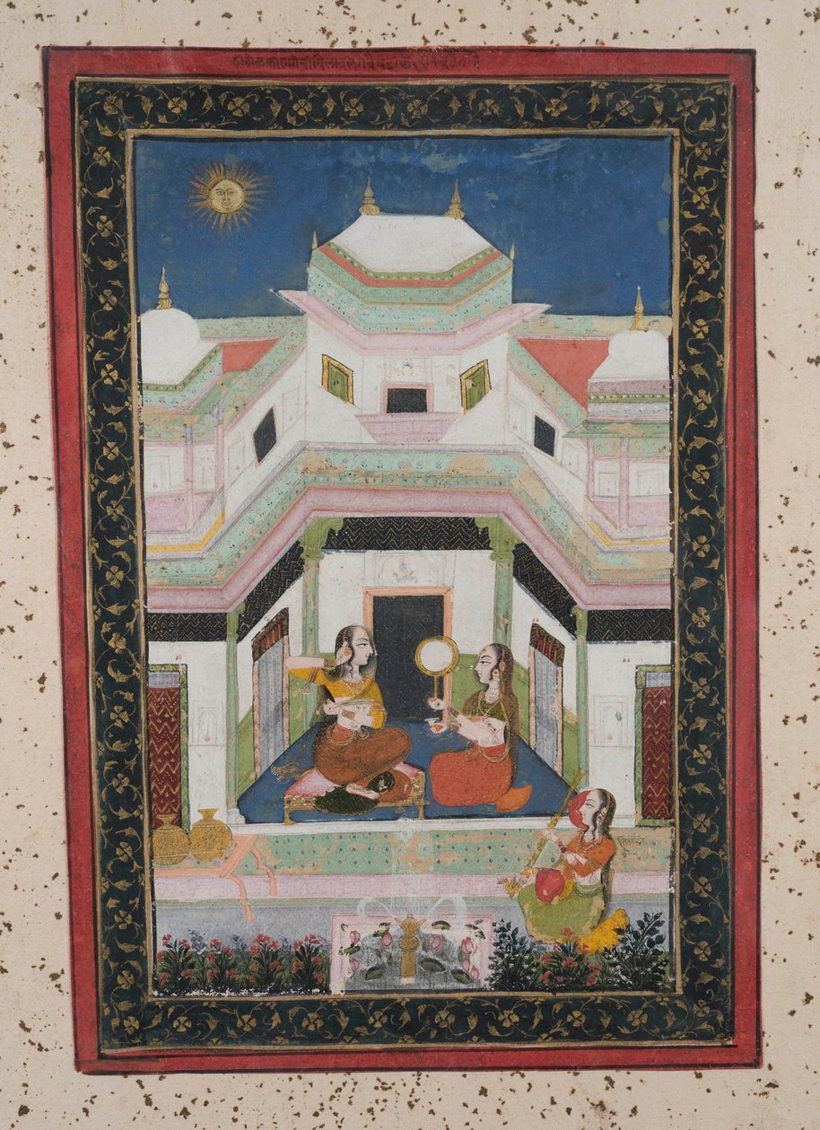 Vilaval Ragini, ca. 1790 (gouache på papir, gullpynt) av Indian School