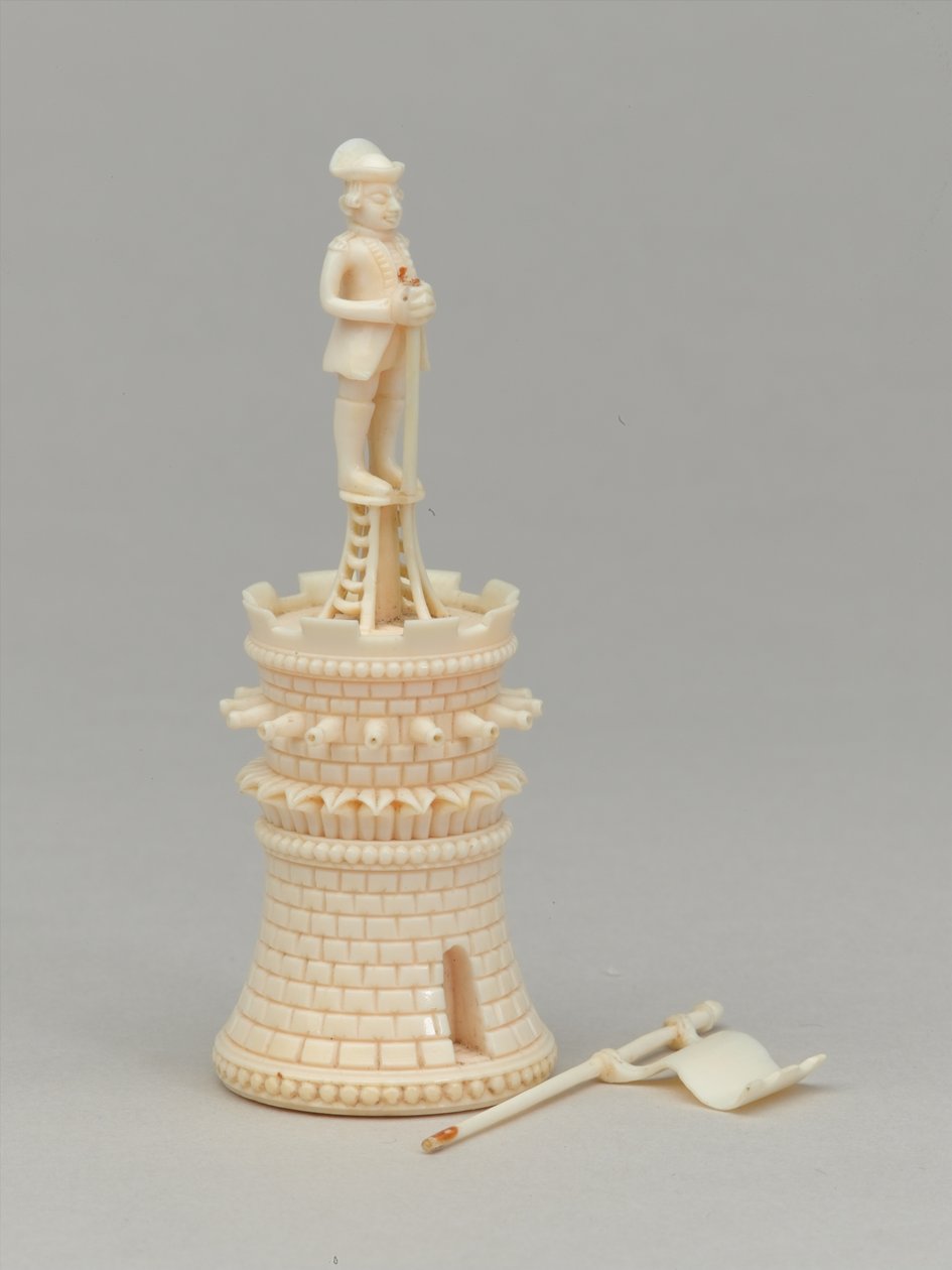 Hvitt tårn, sjakkbrikke, India, 1820 ca av Indian School