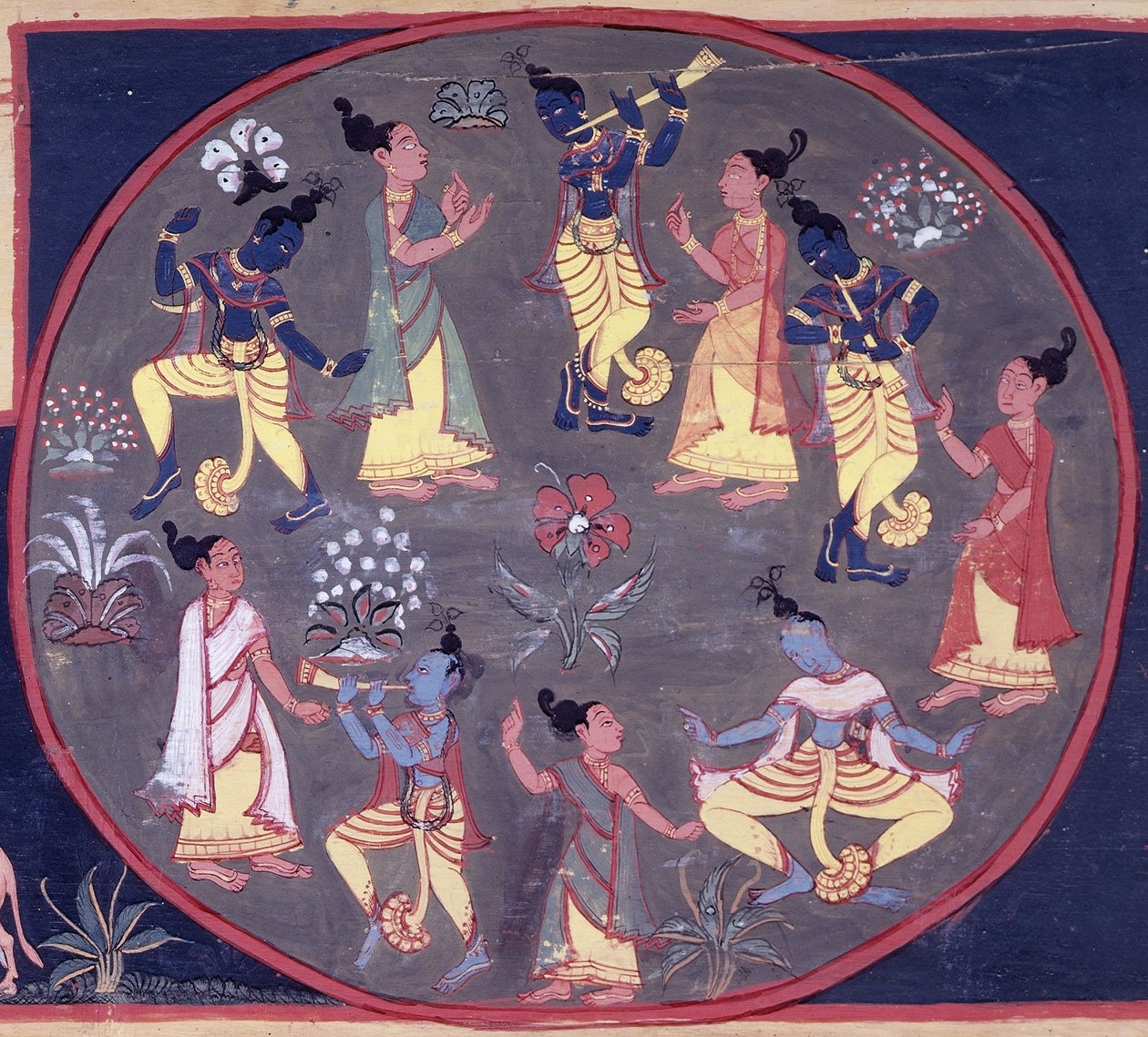 fol.142v En sirkel av dansere og musikere, fra 