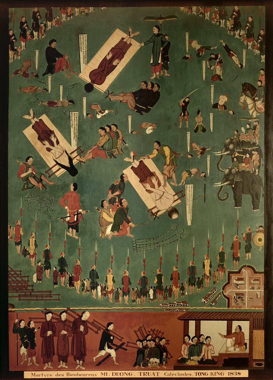Martyrdommen til den salige Mi, Duong og Truat i Tongking, Kina, i 1838-1838 av Indo Chinese School