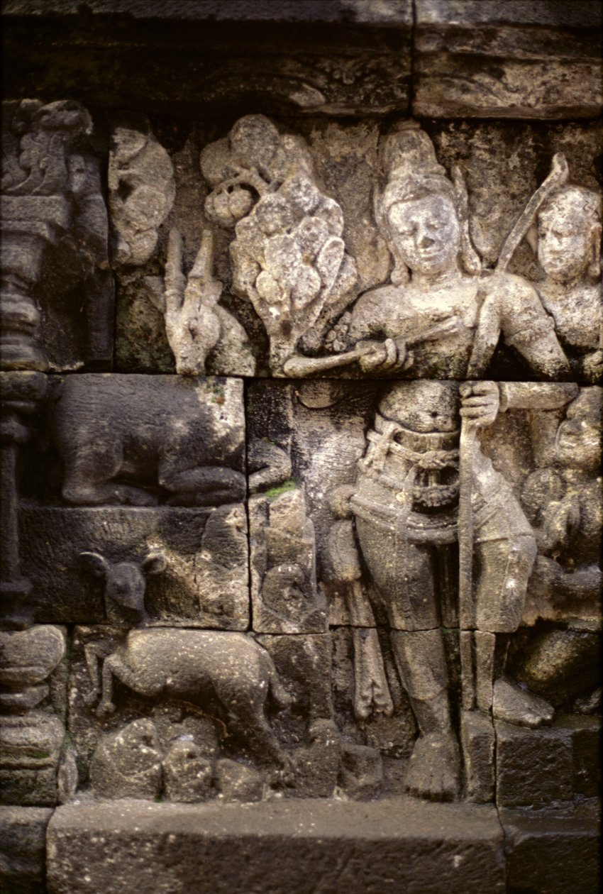 Detalj av eksteriøret, AD 778-850 vulkansk stein av Indonesian