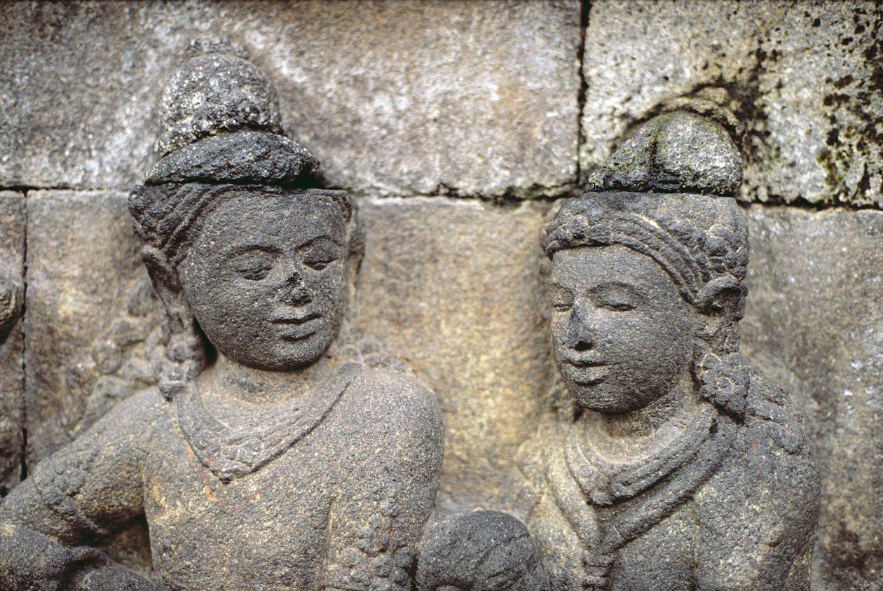 Detalj av eksteriøret, AD 778-850 vulkansk stein av Indonesian