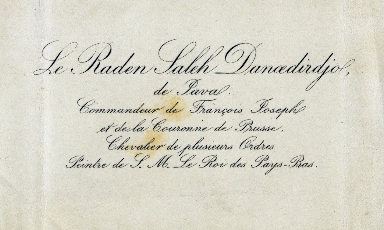 Telefonkort til Raden Saleh Danoedirdgio, ca. 1850-80 av Indonesian School