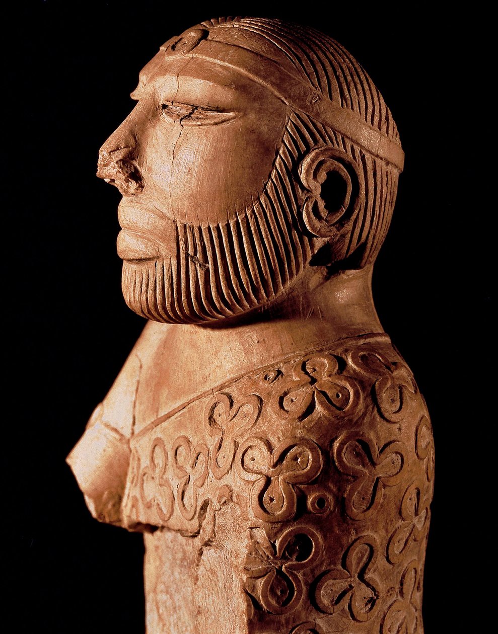Civilization of the Indus Valley: trebyste av kongens prest. Rundt 2000 f.Kr. Fra nettstedet Mohenjo-Daro i Pakistan. Nasjonalmuseet i Pakistan, Karachi. av Indus Valley Civilization