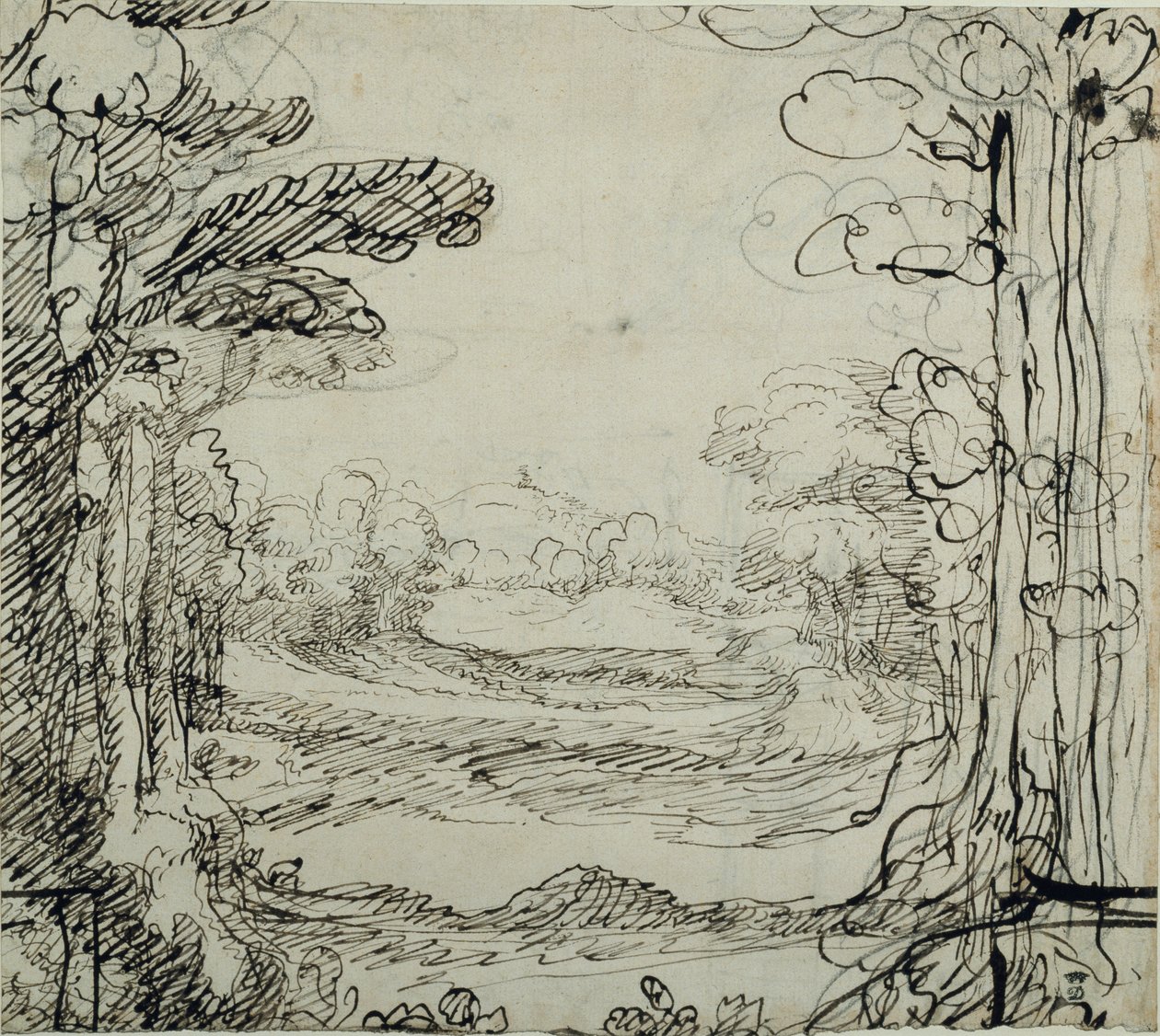 En skog (penn og blekk på papir) av Inigo Jones