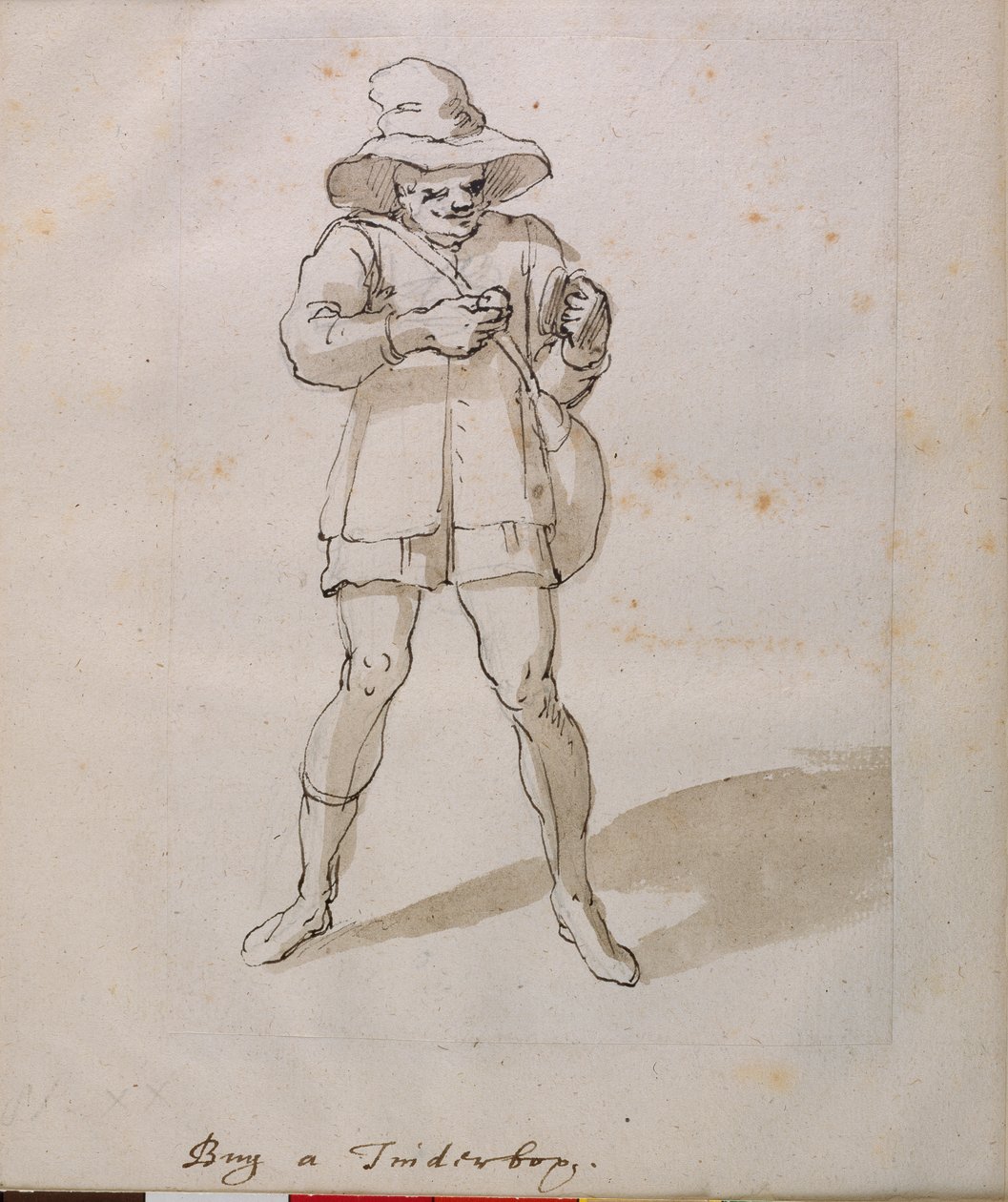 En selger av tinder-esker (penn og blekk på papir) av Inigo Jones