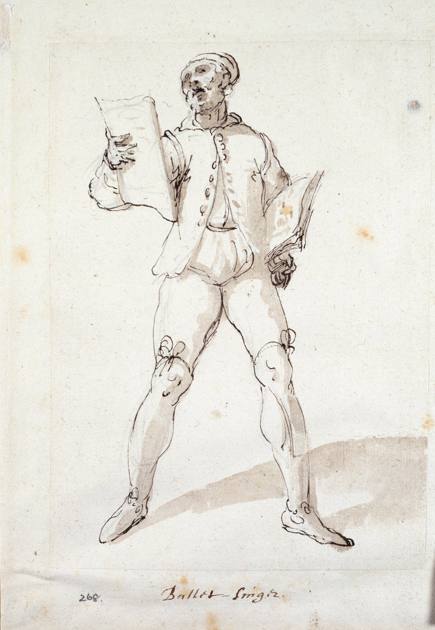 Balladesanger (penn og blekk på papir) av Inigo Jones