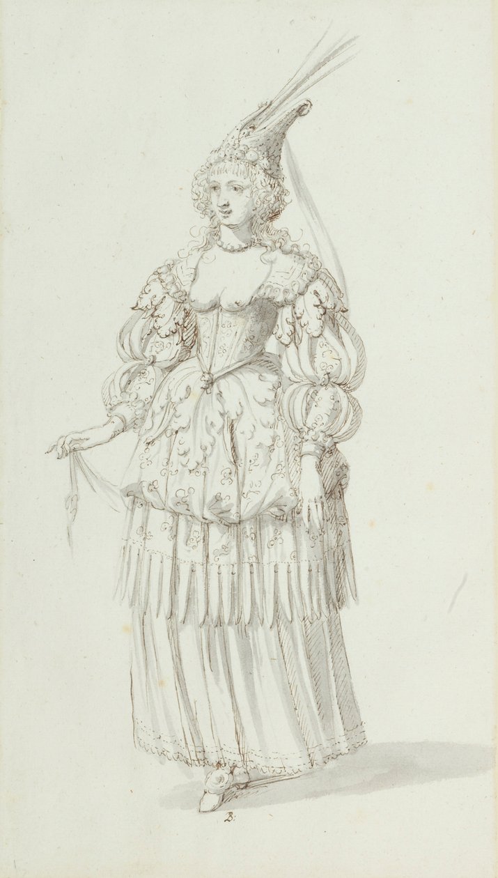 Chloris: alternativ skisse for Henrietta Maria, ca. 1631 (penn og blekk på papir) av Inigo Jones
