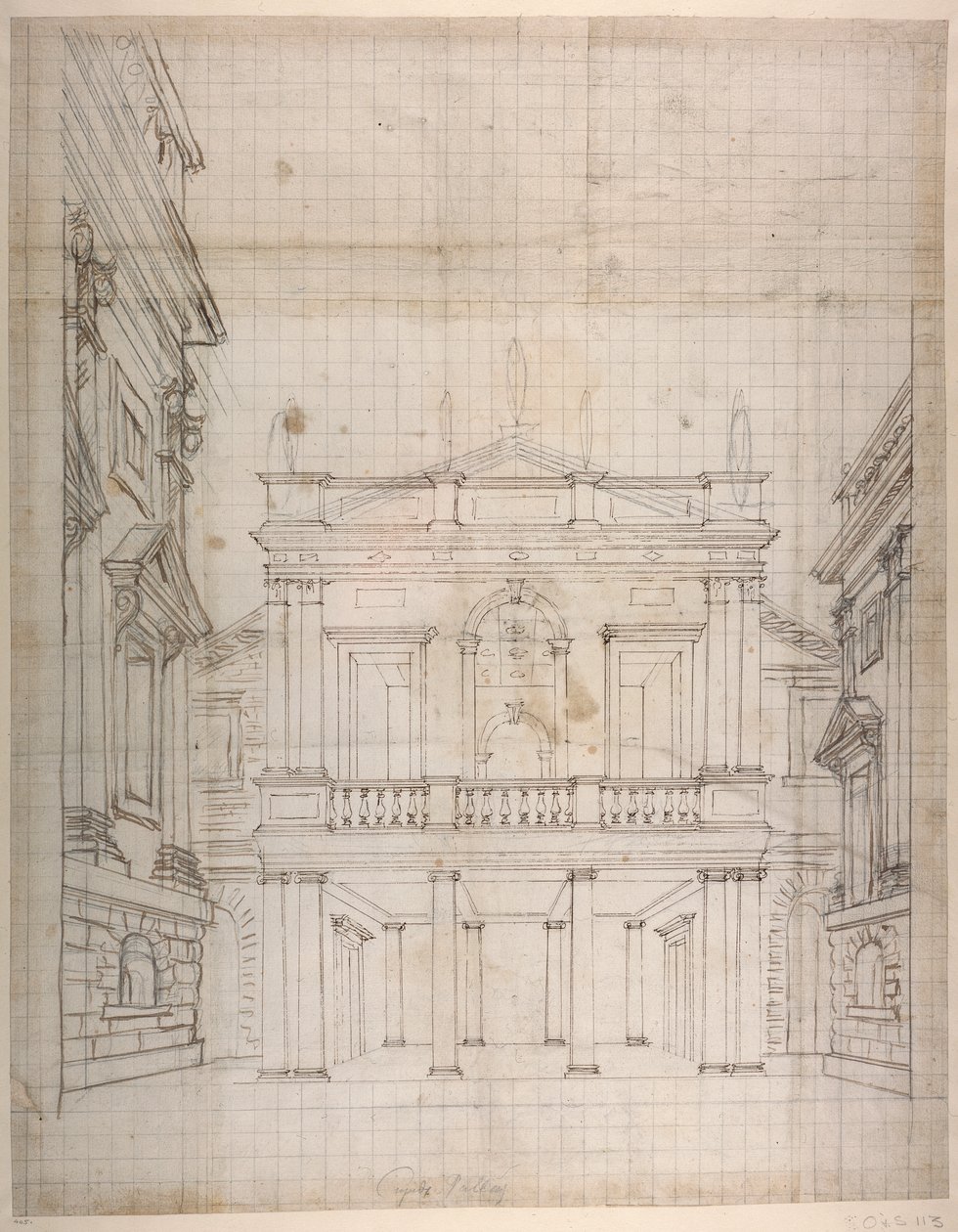 Cupids's Palace, ca. 1619-23 (penn og blekk på papir) av Inigo Jones