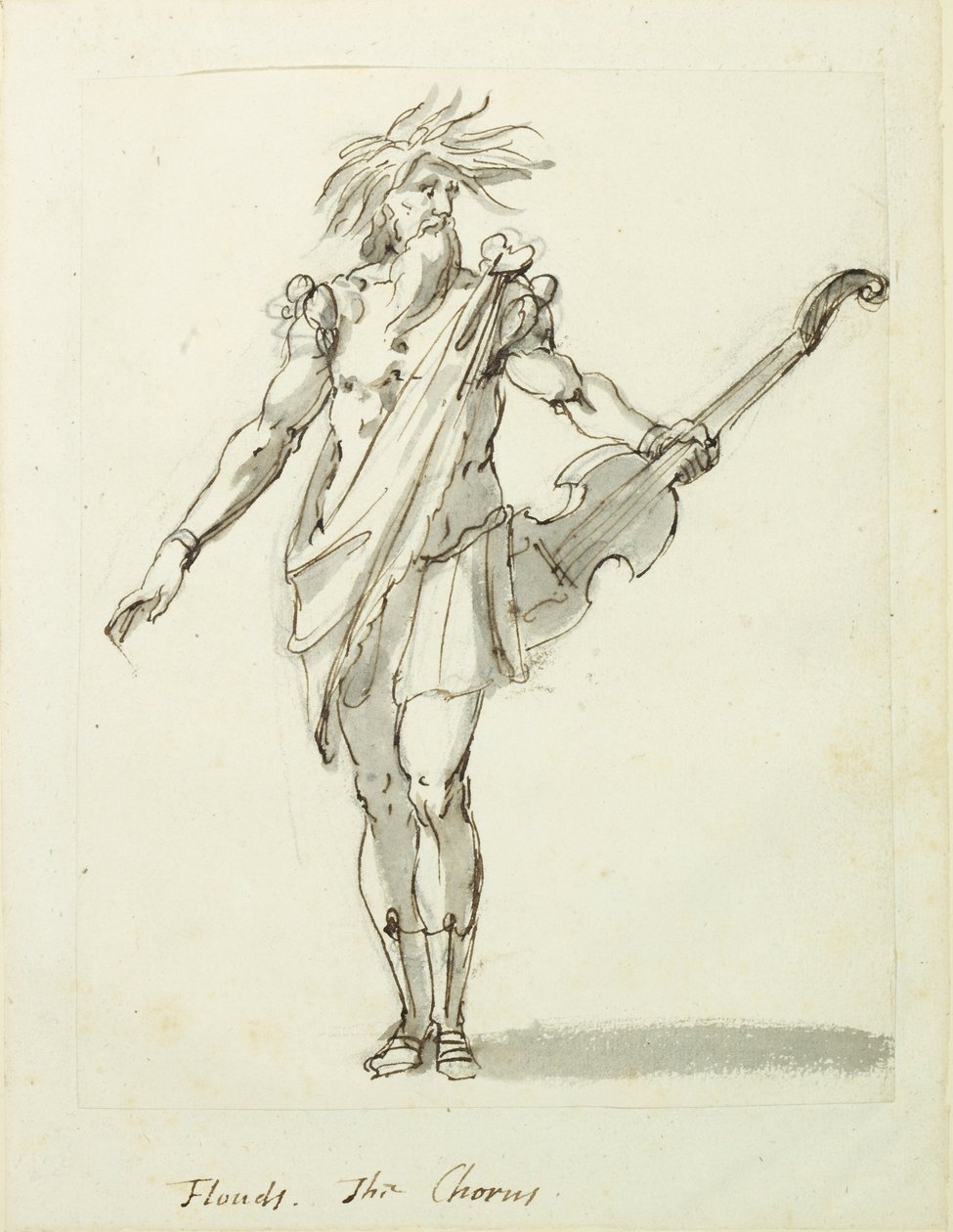 Floods: the Chorus, ca. 1631 (penn og blekk på papir) av Inigo Jones