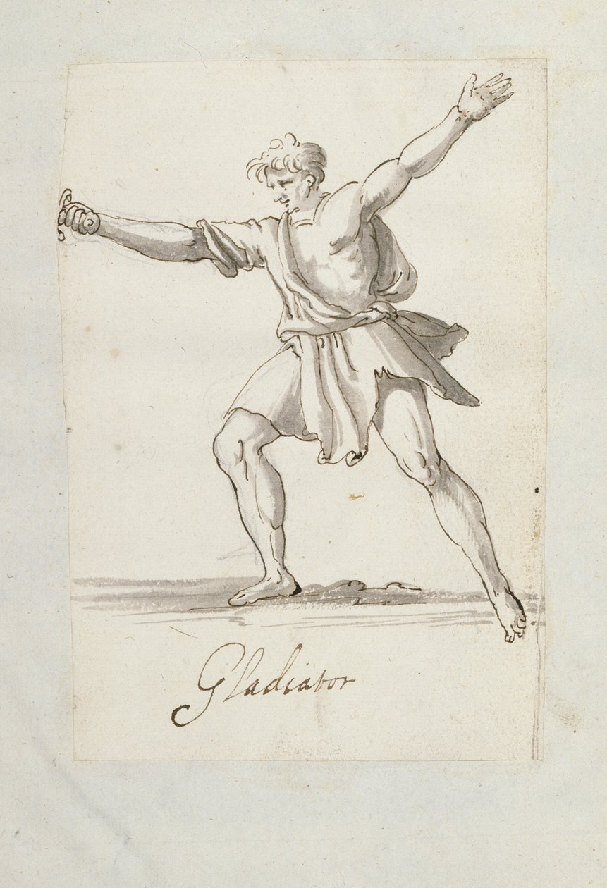 Gladiator (penn og blekk på papir) av Inigo Jones