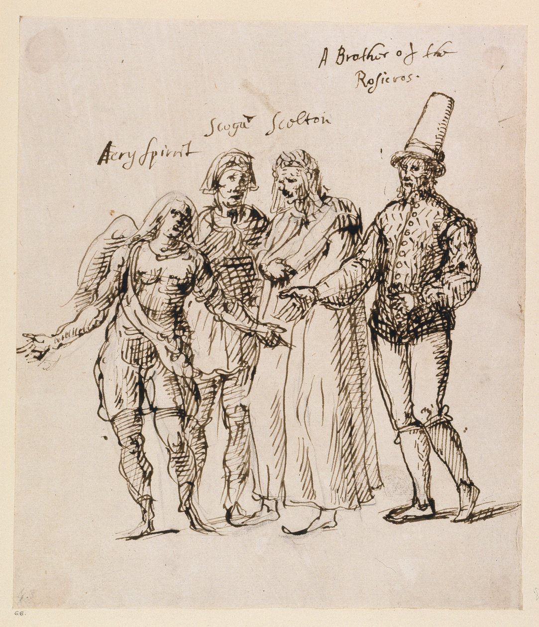 Johphiel, Merefool, Skelton og Scogan, ca. 1625 (penn og blekk på papir) av Inigo Jones