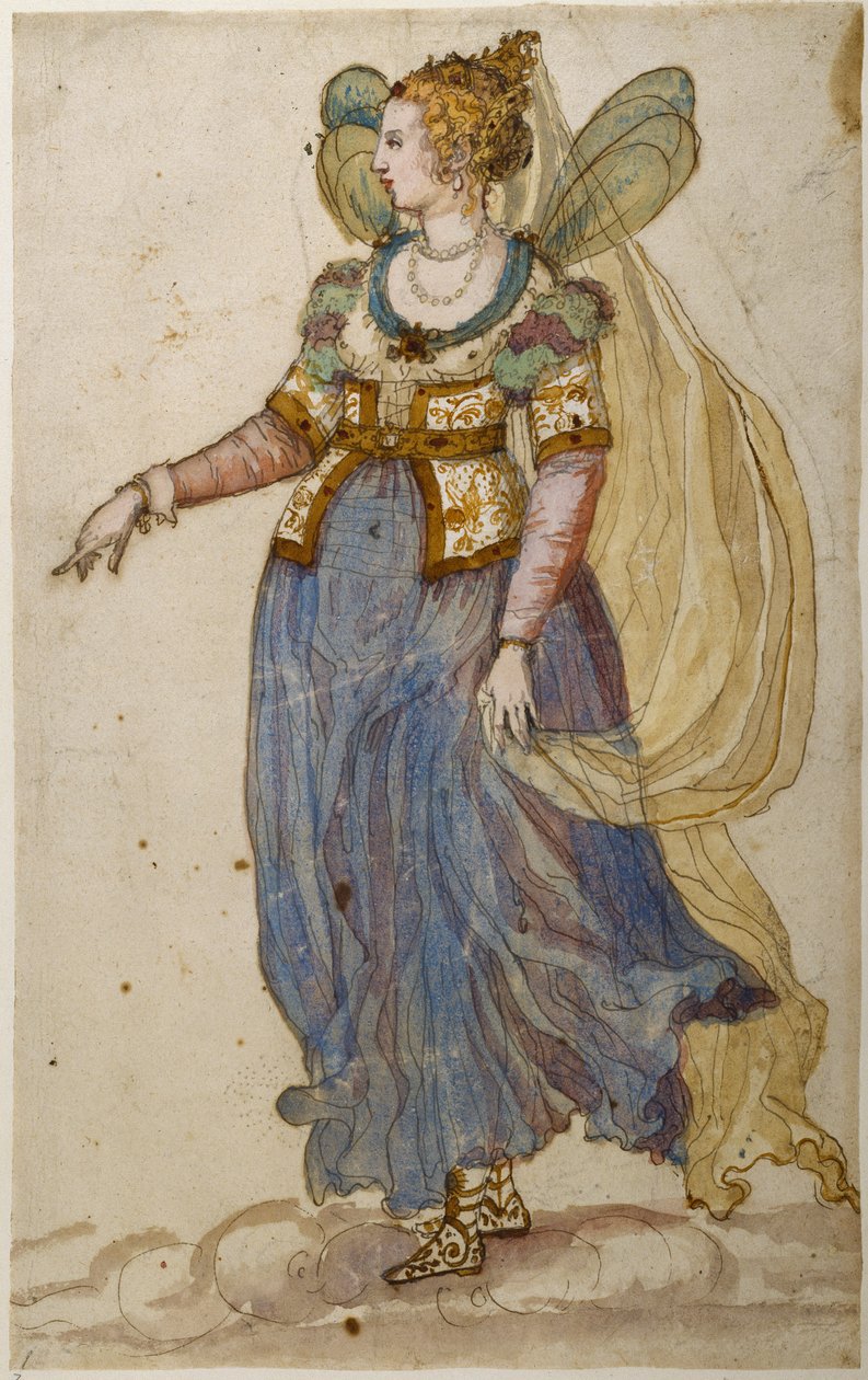 Lady masquer (akvarell på papir) av Inigo Jones