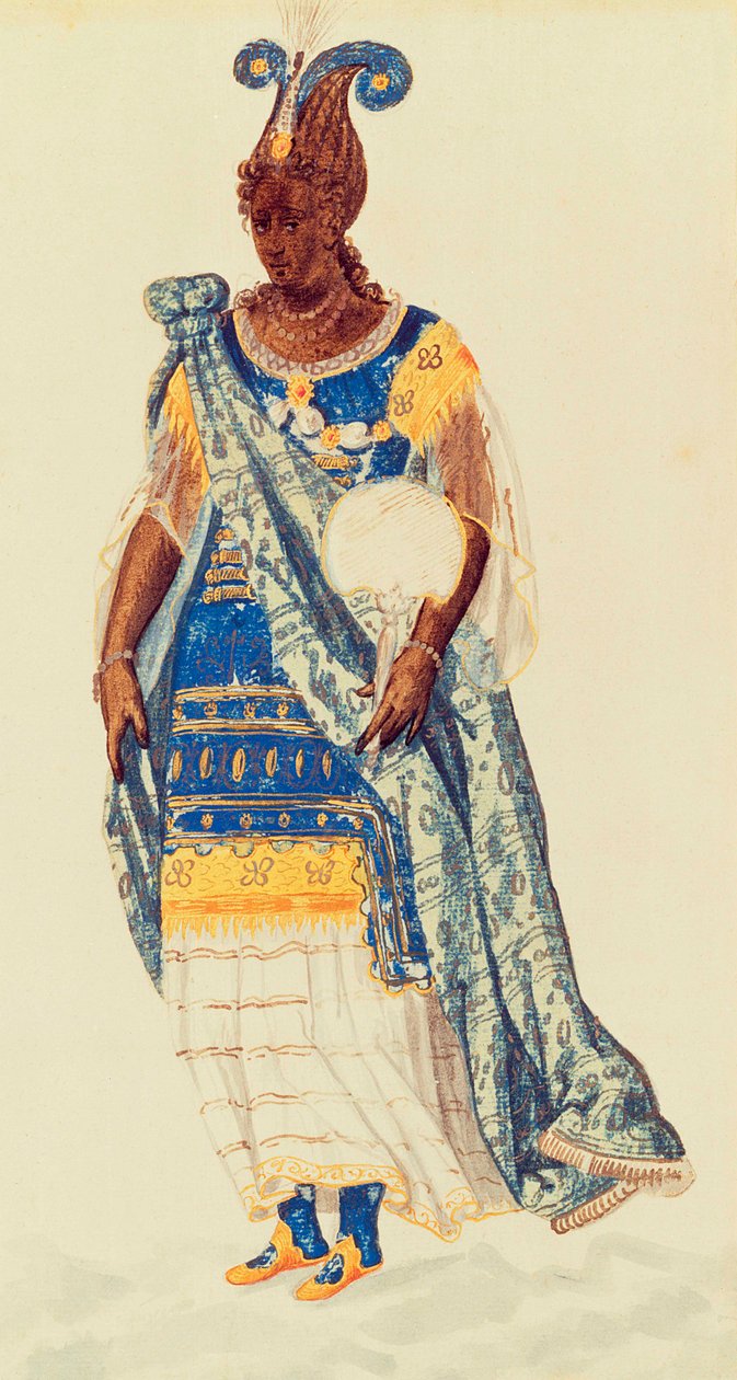 Masquer: a Daughter of Niger, ca. 1608 (akvarell på papir) av Inigo Jones