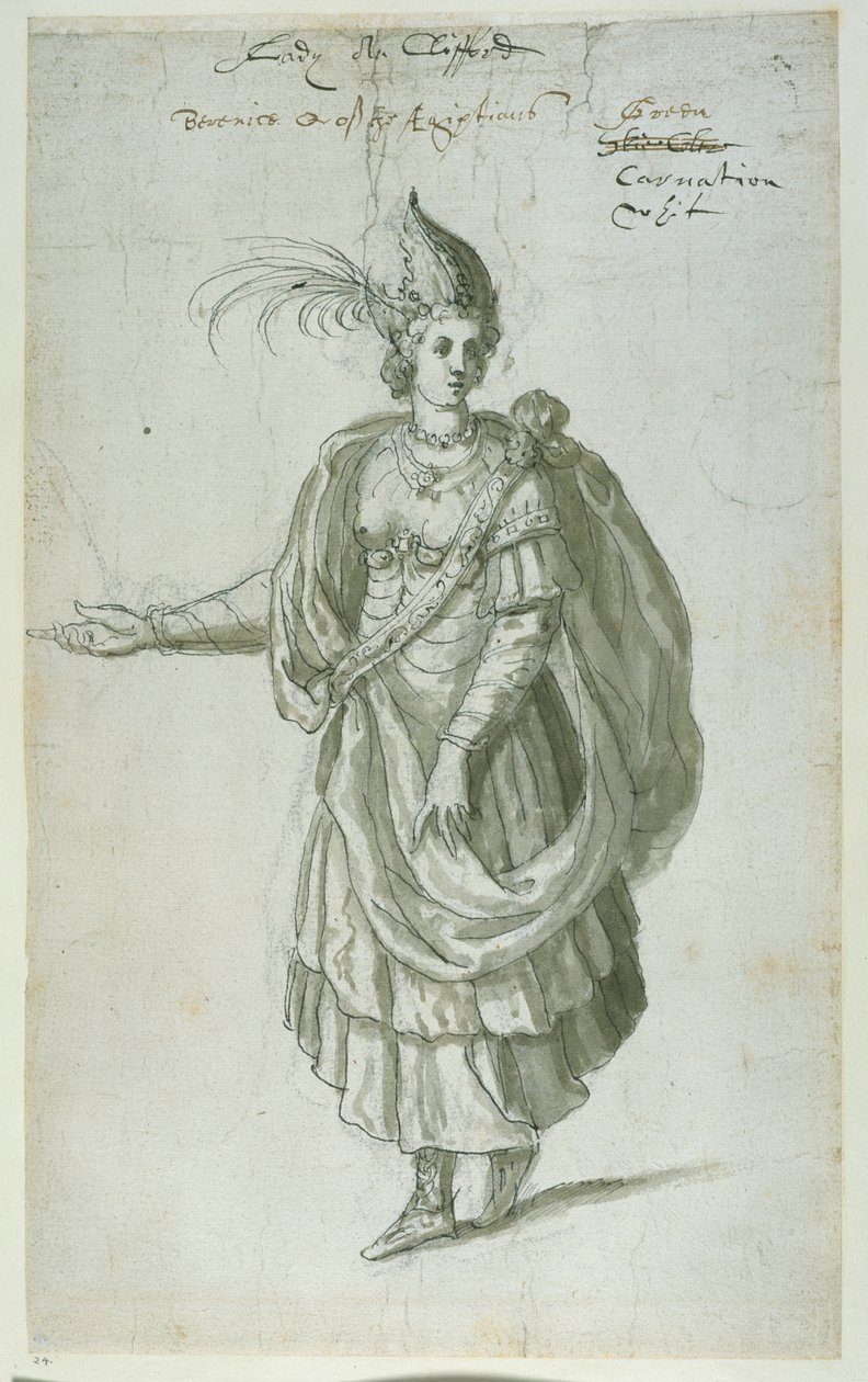 Dronning Berenice av Egypt (penn og blekk på papir) av Inigo Jones