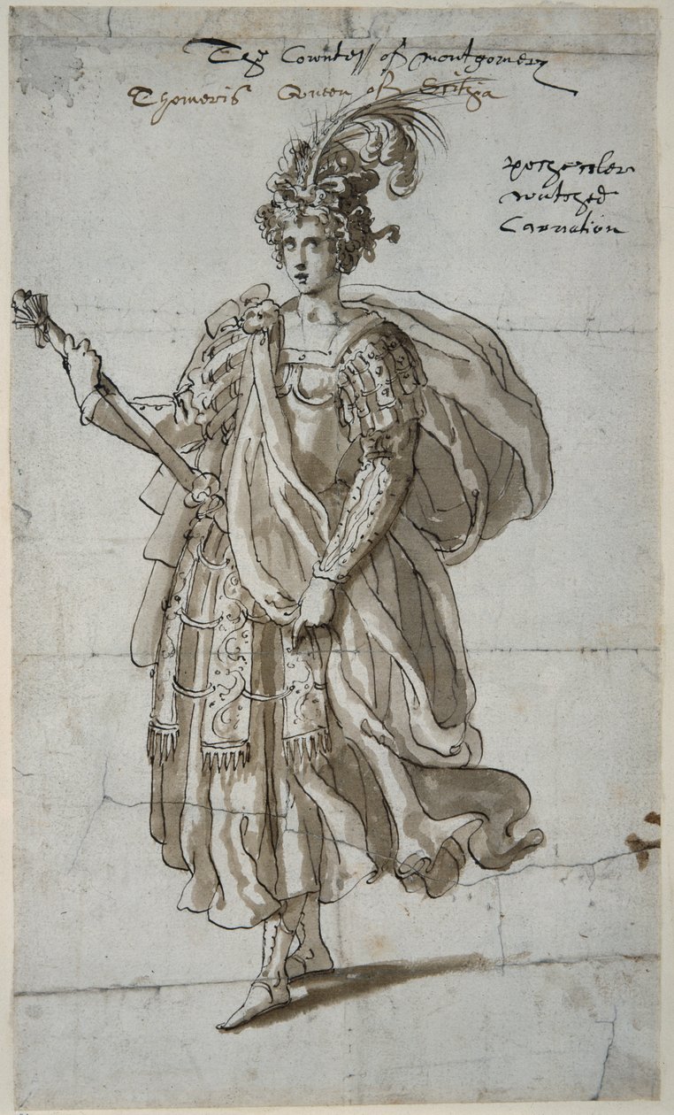 Dronning Tomyris av Massagetai, ca. 1609 (penn og blekk på papir) av Inigo Jones