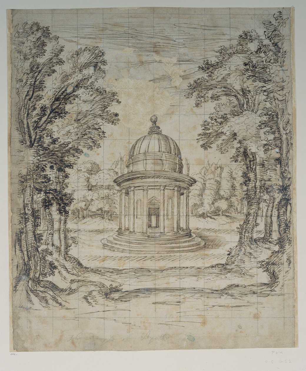 Apollon-tempelet (penn og blekk på papir) av Inigo Jones