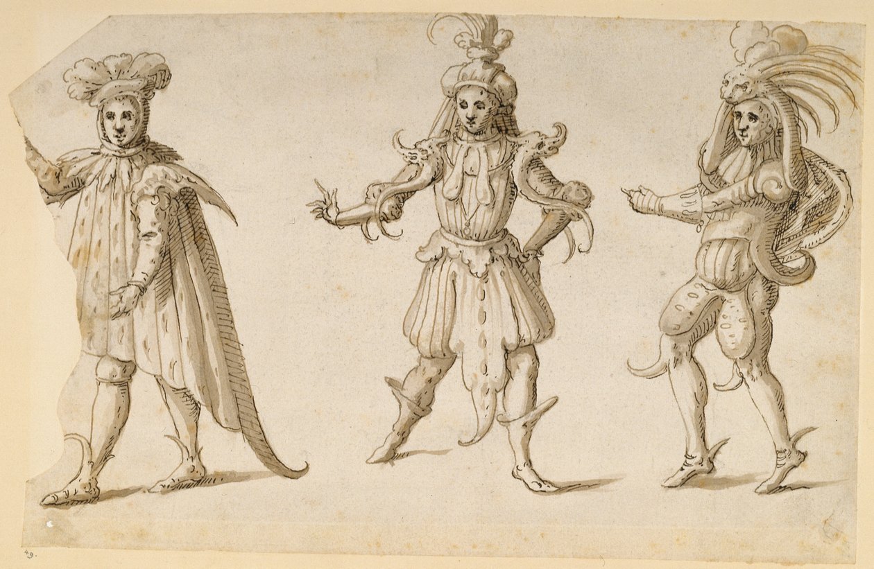 Three Fays, ca. 1611 (penn og blekk på papir) av Inigo Jones