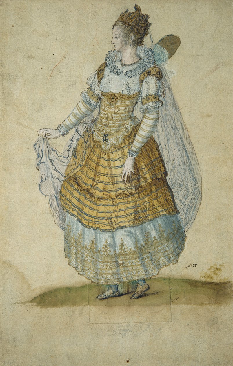 Bevinget maske (akvarell på papir) av Inigo Jones