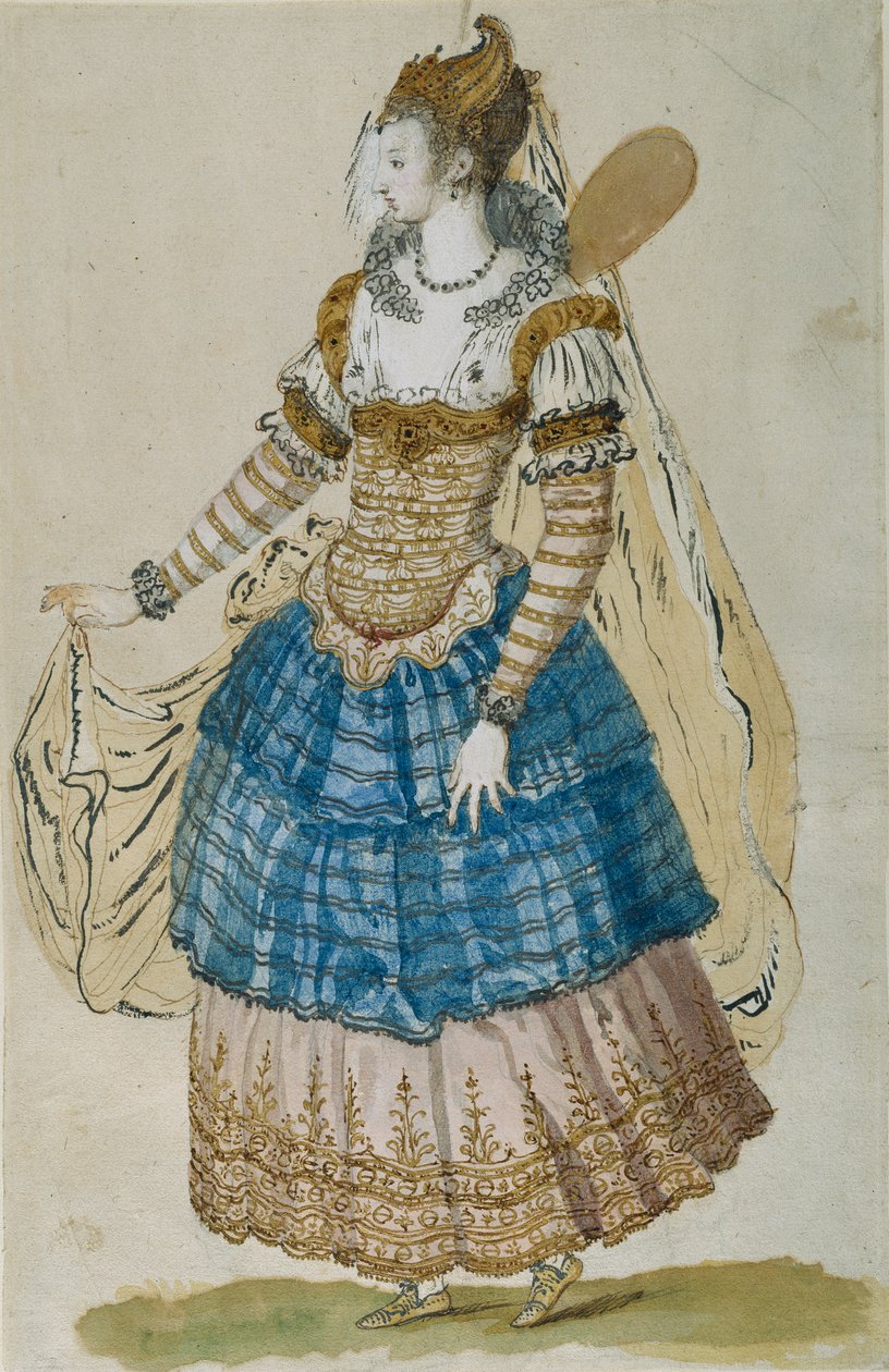 Bevinget maske (akvarell på papir) av Inigo Jones