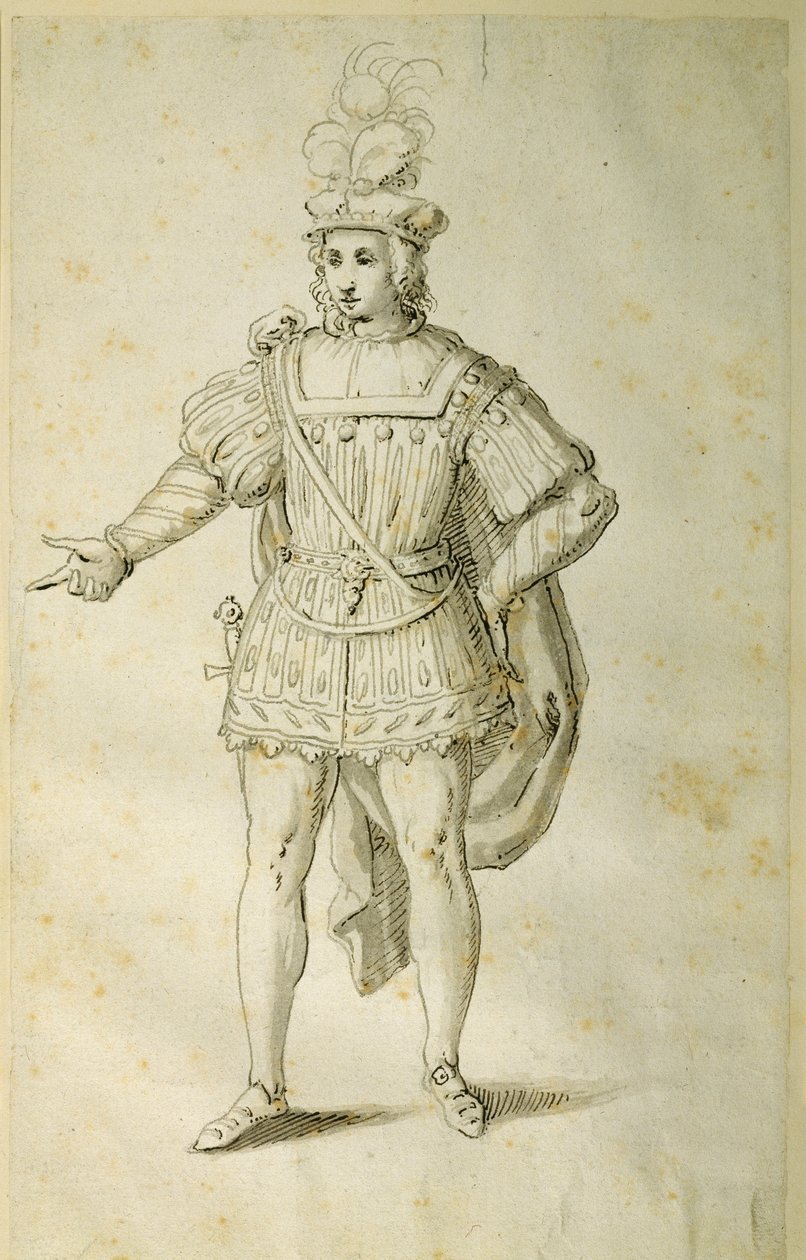 Ungdom i eldgammel britisk drakt, ca. 1611 (penn og blekk på papir) av Inigo Jones